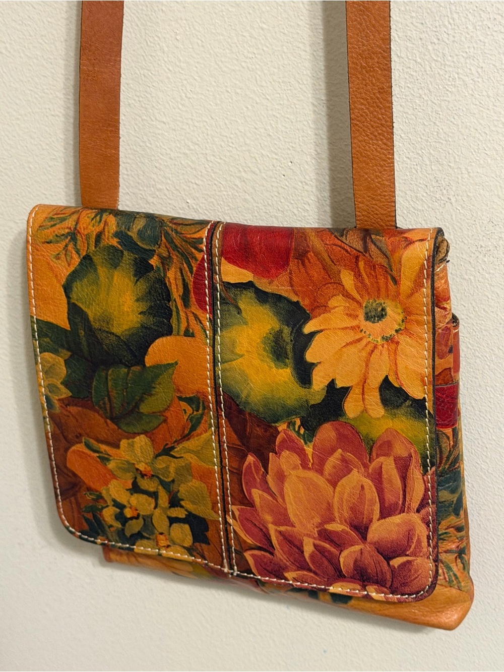 Patricia Nash English Country Floral Leather Crossbody Organizer Bag - Picture 6 of 9